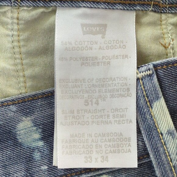 Levi's Men's bleach splashed cut off‎ raw hem Denim 514 Shorts size 33 - Picture 11 of 14